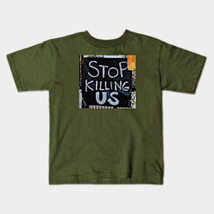 STOP Killing US - Black Lives Matter Memorial Fence - Front Kids T-Shirt